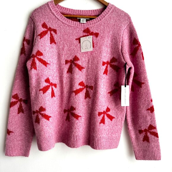 Cashmere and Cupcakes Bow Print Super Soft Sweater M - Picture 3 of 3